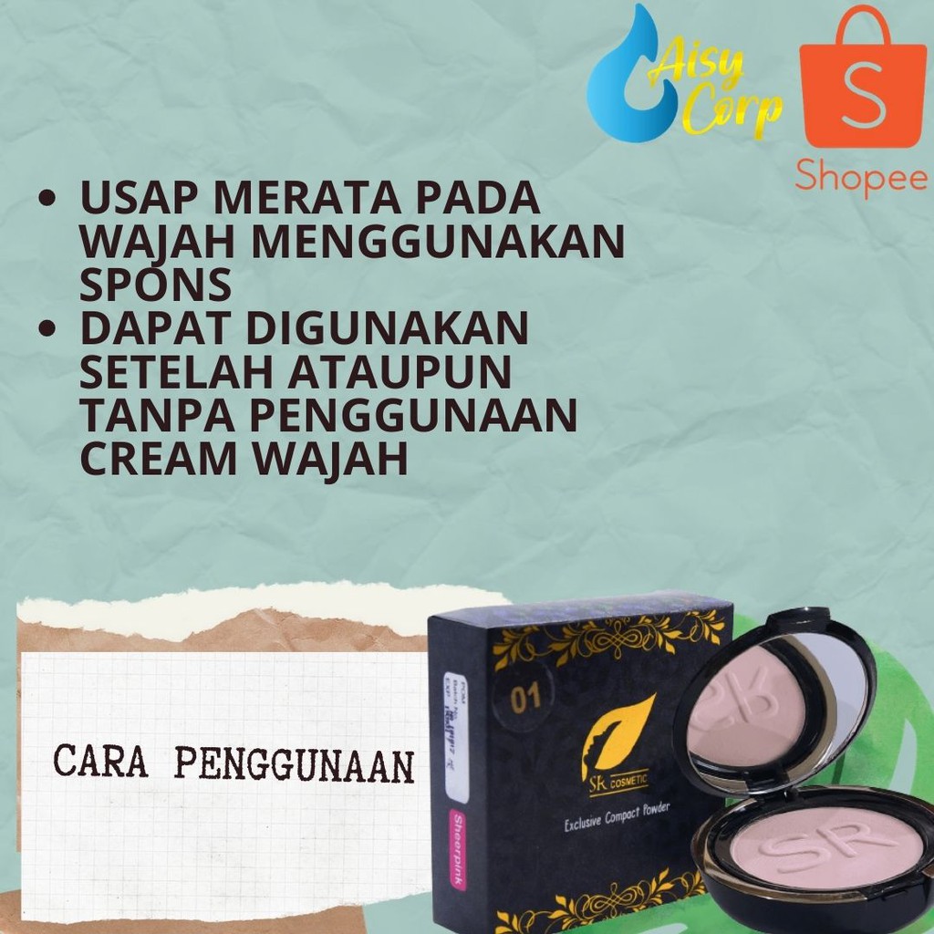 SR12 Bedak Padat / Excusive Compact Powder & Foundation Untuk Kulit Berminyak & Berjerawat Original bedak natural dan sheer pink-5
