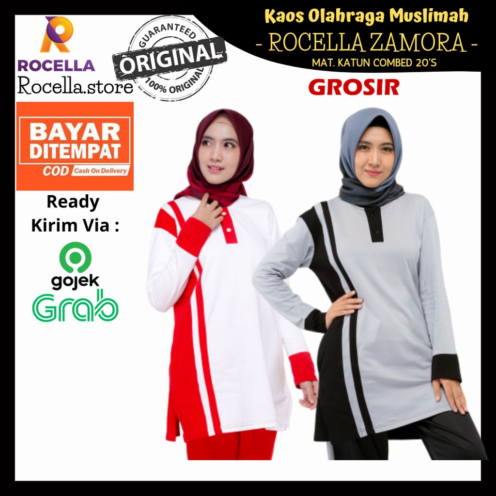 Jual Kaos Olahraga Wanita Bahan Katun | Kaos Panjang | Kaos Muslimah