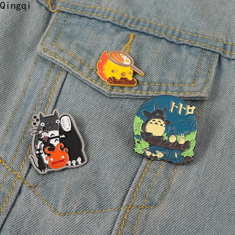 Bros Pin Enamel Desain Anime Totoro No Face Man Calcifer Untuk Anak