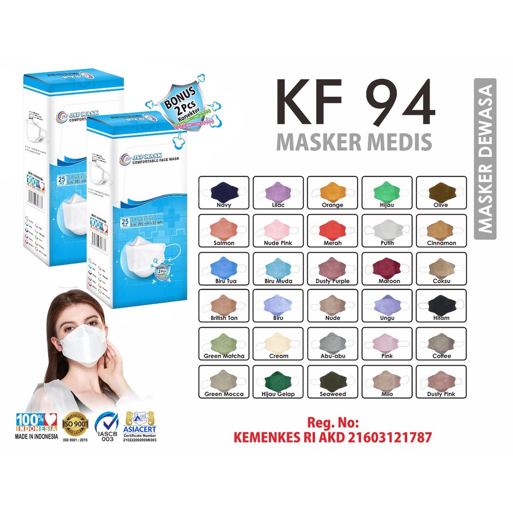 ( BISA COD) 25 PC Masker Medis 3PLY SUDAH KEMENKES / Masker KF Isi 25PCS FREE 2 Konektor SM05 / MASKER JSP /MASKER SERIES KEMERDEKAAN/MASKER MERAH PUTIH JSP