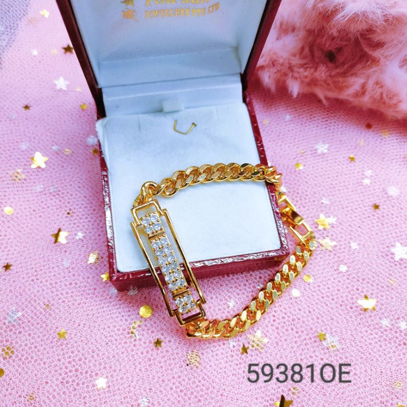 Gelang Tangan Wanita Titanium Anti Karat Lapis Emas 381OE