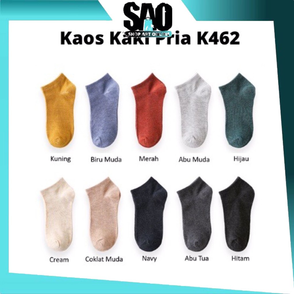 SAO - Kaos Kaki Pria Polos / Kaos Kaki Polos Pria Pendek / Kaos Kaki Pendek Mata Kaki K462