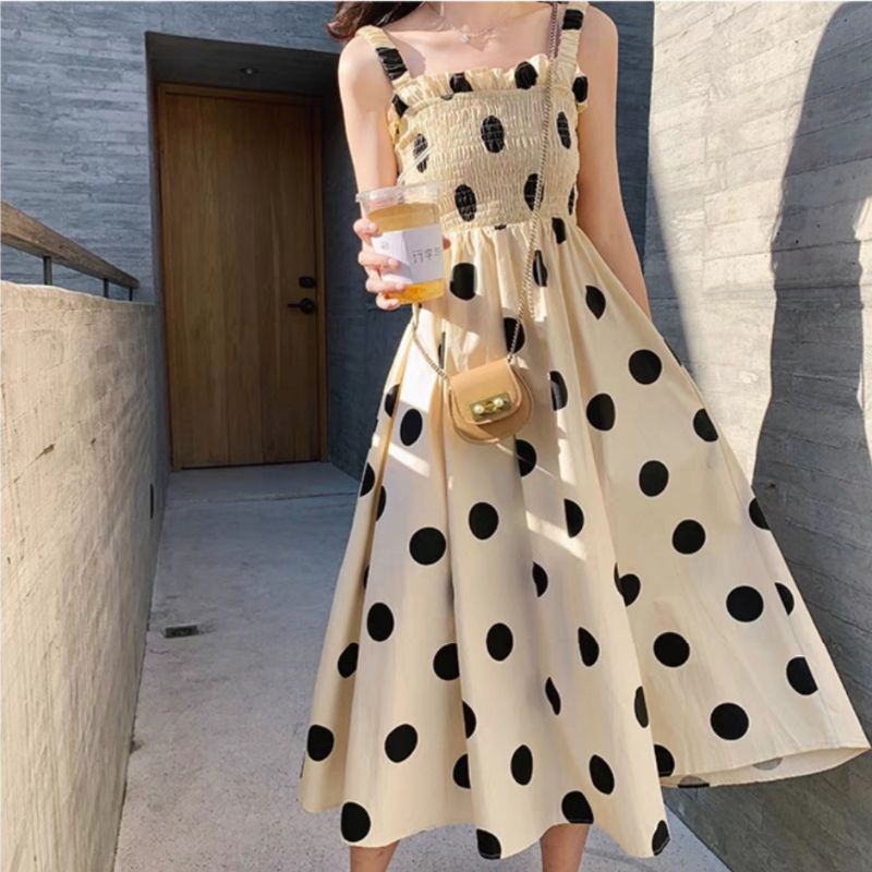 CF - Polkadot Flare Dress Import | Backless Midi Dress