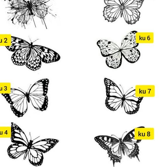 6.6 Brand  Tato Temporer/Stiker Tato Minimalis - KU - Tato kupu kupu Tato Butterfly Tato kecil burua