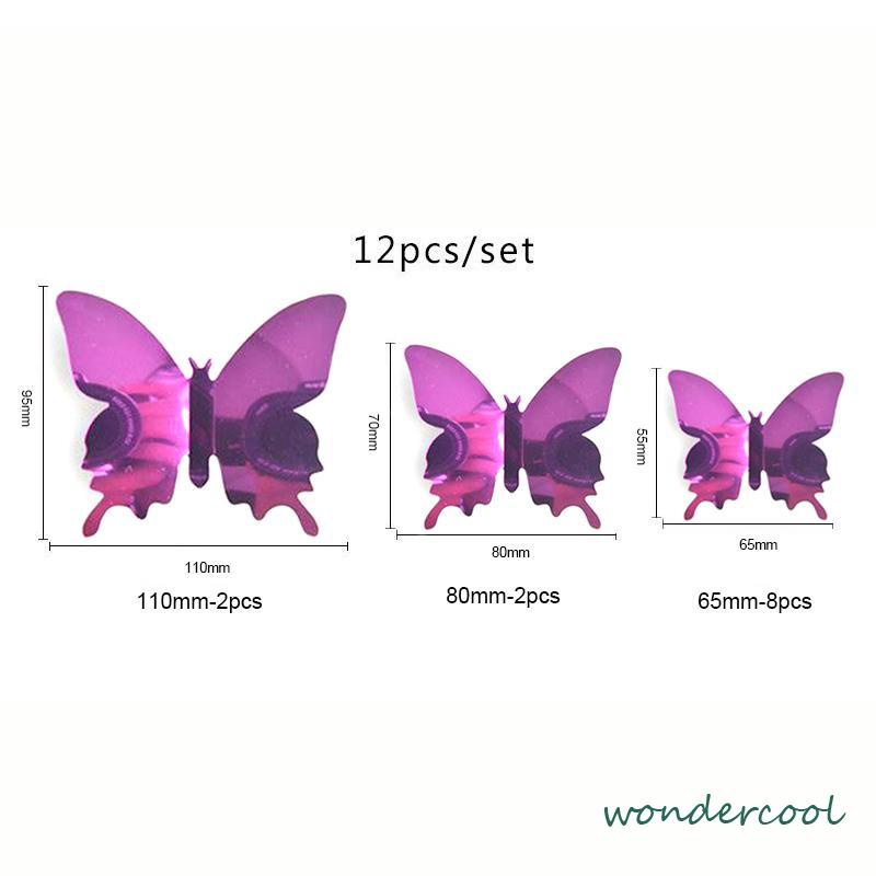 Tiga -Dimensi Pet Mirror 3D Butterfly Wall Sticker Stiker Ruang Tidur Ruang Ruang Ruang Belajar Studi-Won