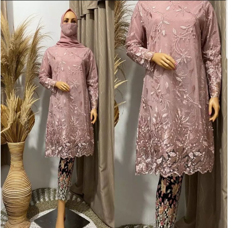 Set Tunik Tille Mutiara Modern 2022//Setelan Kebaya dan Rok Plisket//Seragam Pesta//kebaya termurah//baju kebaya termurah/tunik pesta/seragam pesta termurah/Baju kurung/pakaian wanita termurah/kebaya kekiniano