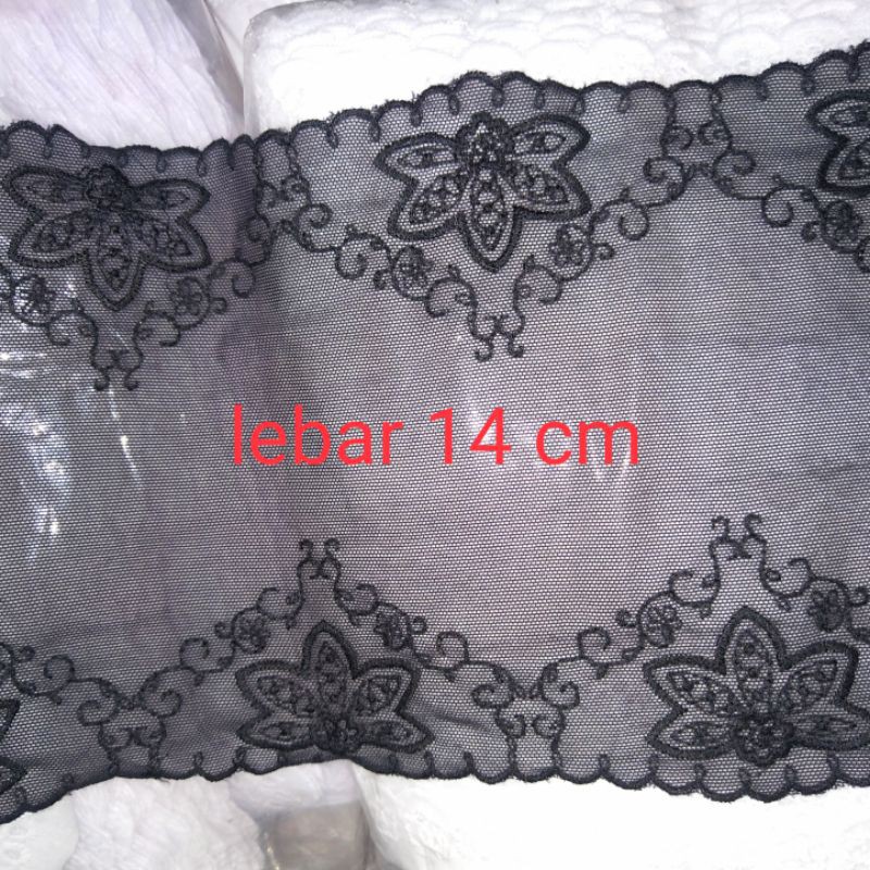 Renda bordir tille hitam renda kain renda bordir renda hitam renda kebaya renda mukena