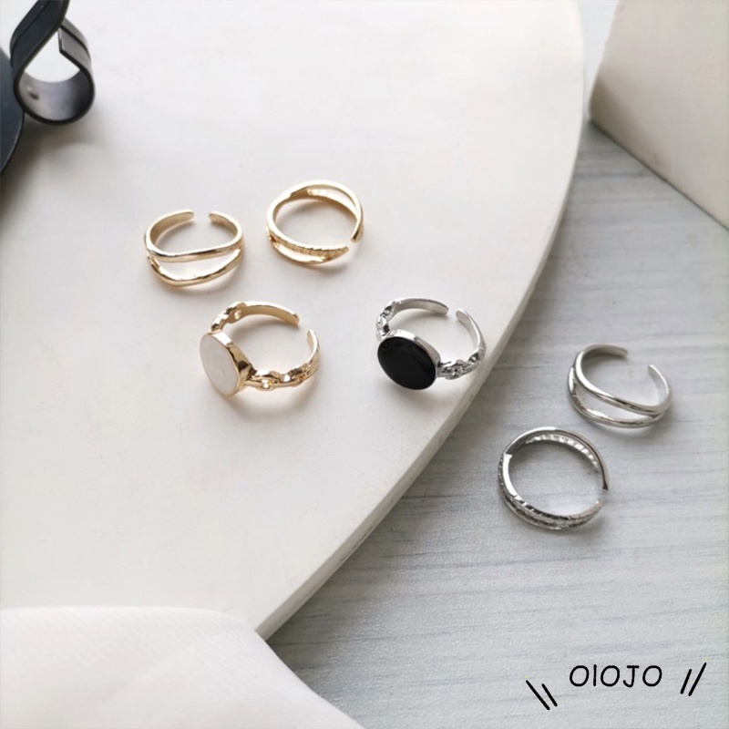 Cincin Retro Korea Set Aksesoris Cincin Wanita Tiga-Dalam-Satu Yang Dapat Disesuaikan - ol