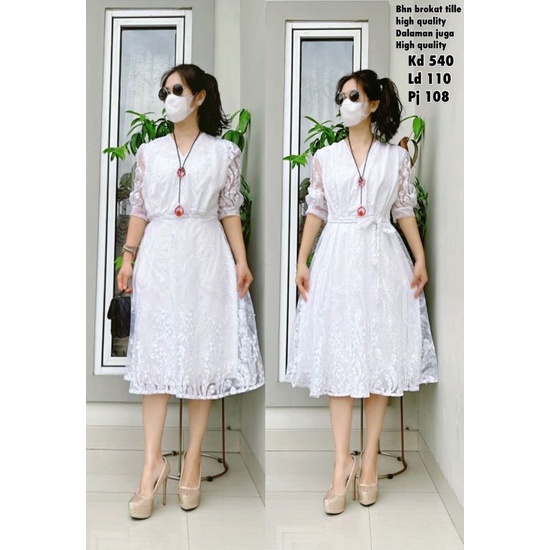 Dres natal merah KD540 maroon  158.000 Bahan brukat high quality