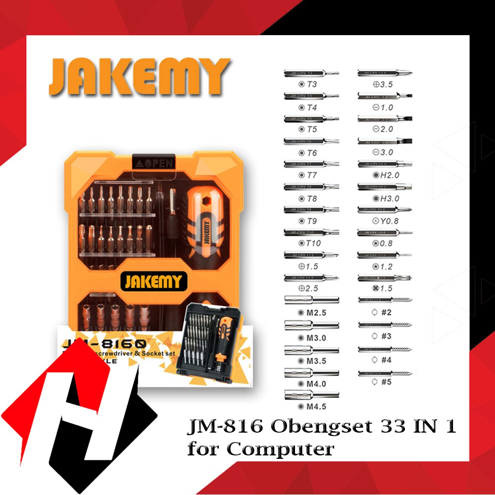 Jakemy JM-8101 33 In 1 Multifungsi Precision Obeng Set untuk Laptop Mini Elektronik Bit Perbaikan Al