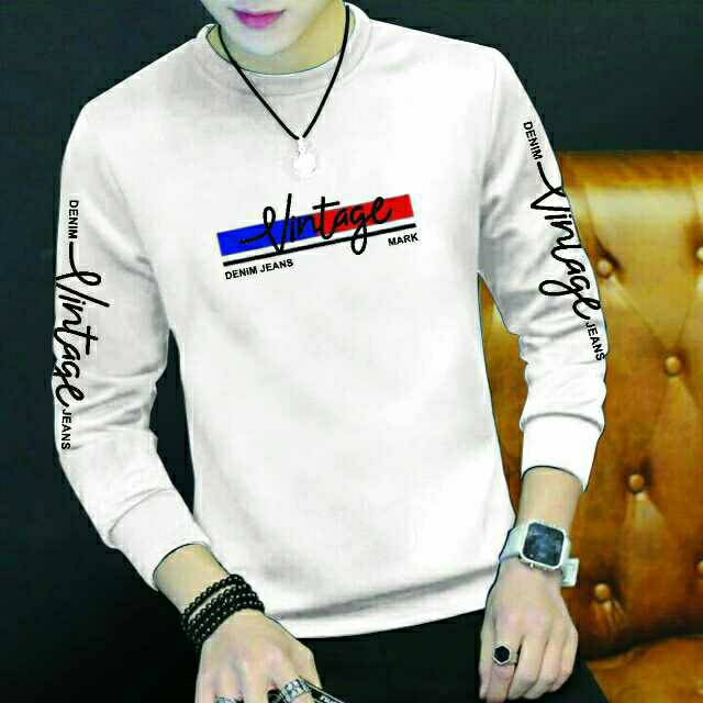 Vintage kaos pria lengan panjang