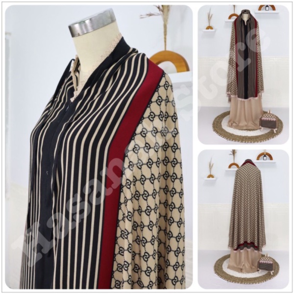 LIMITED EDITION Mukena 2in1 Diamond GUCCI series - Cklt rok polos Murah