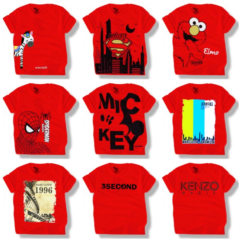 PROMO...!!!BAJU ANAK//KAOS ANAK//PAKAIAN ANAK//KAOS KARAKTER//SUPERHERO//KARTUN//REALPICT//TERLARIS//TERMURAH//USIA 1-9 TAHUN//TERLUCU//MERAH PART 2