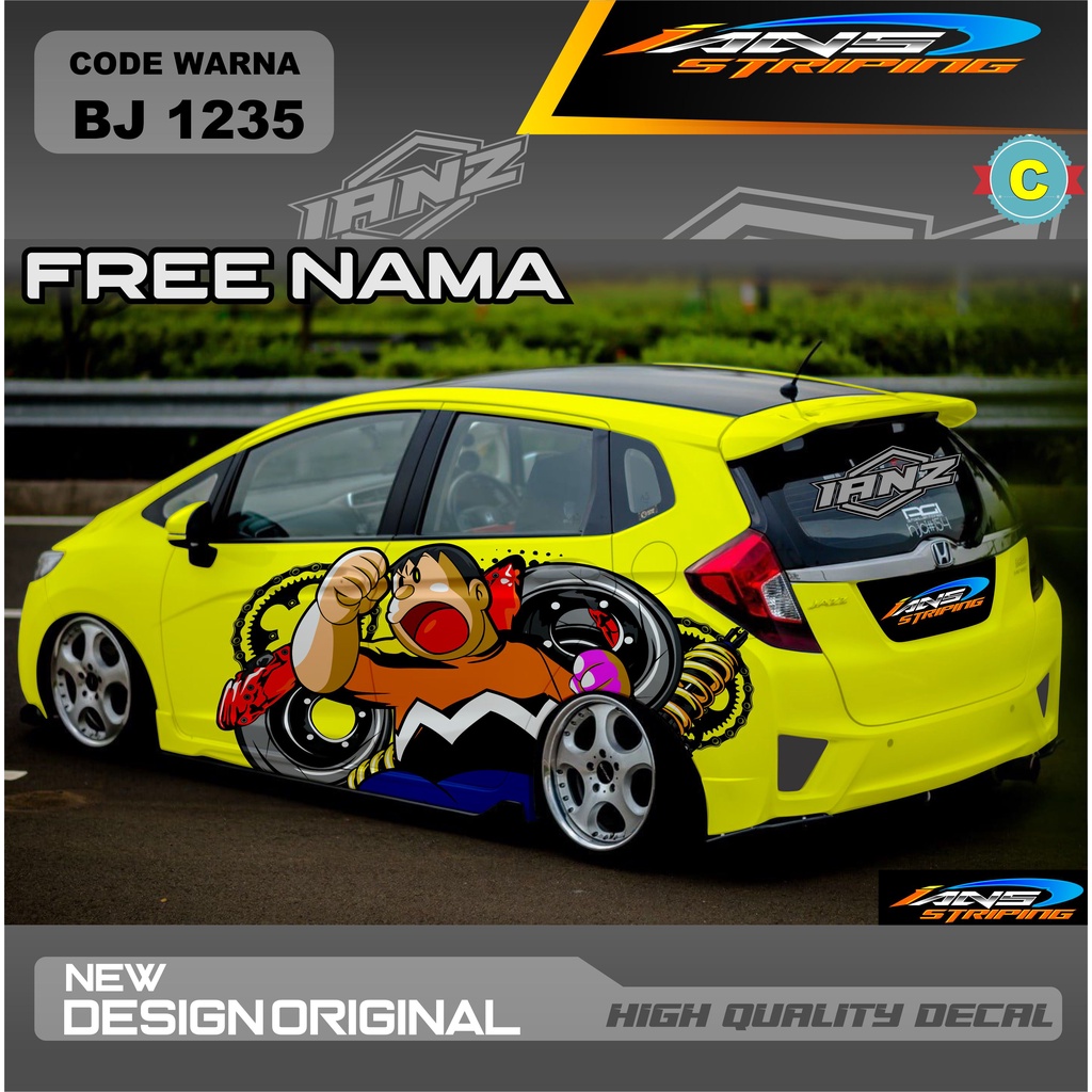 DECAL STIKER MOBIL HONDA JAZZ / STIKER DECAL MOBIL BRIO AYLA AGYA DLL / STIKER MOBIL FREE REQUEST NAMA