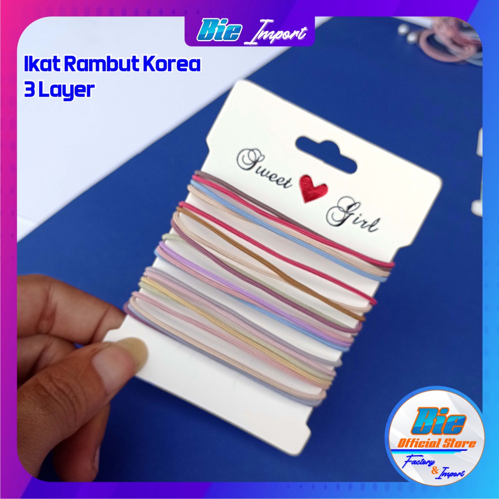 Ikat Rambut Korea 3 Layer Korea Style Impor / Kunciran rambut Korea