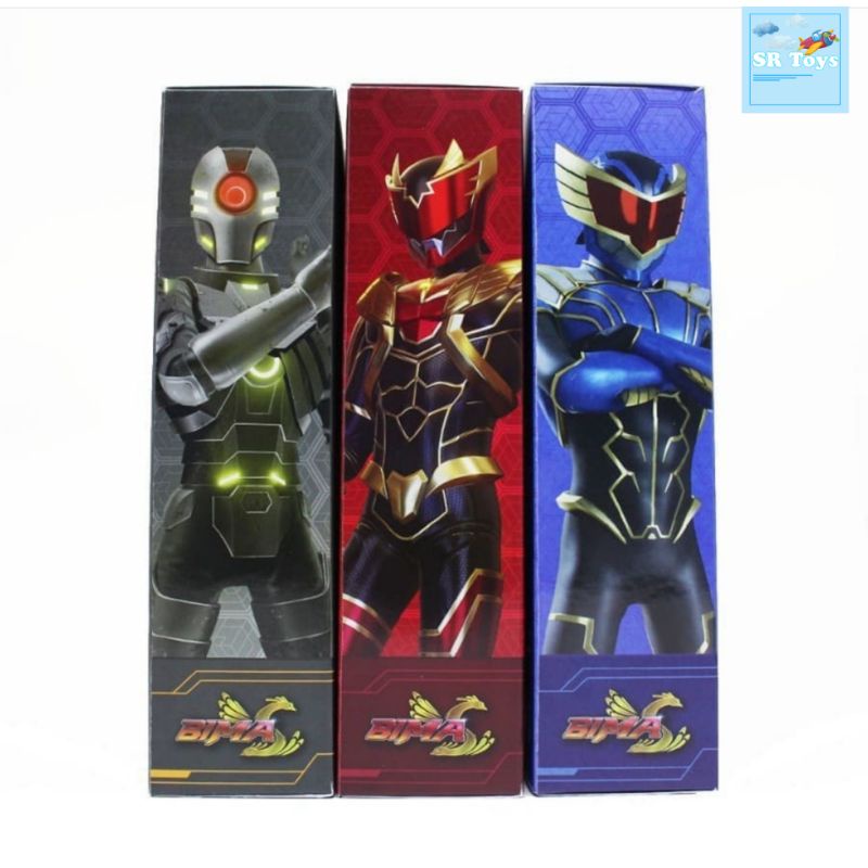 Mainan robot action figure BIMA S ada lampu LED badan putar 360 lisensi MNC EAGLE MASKED