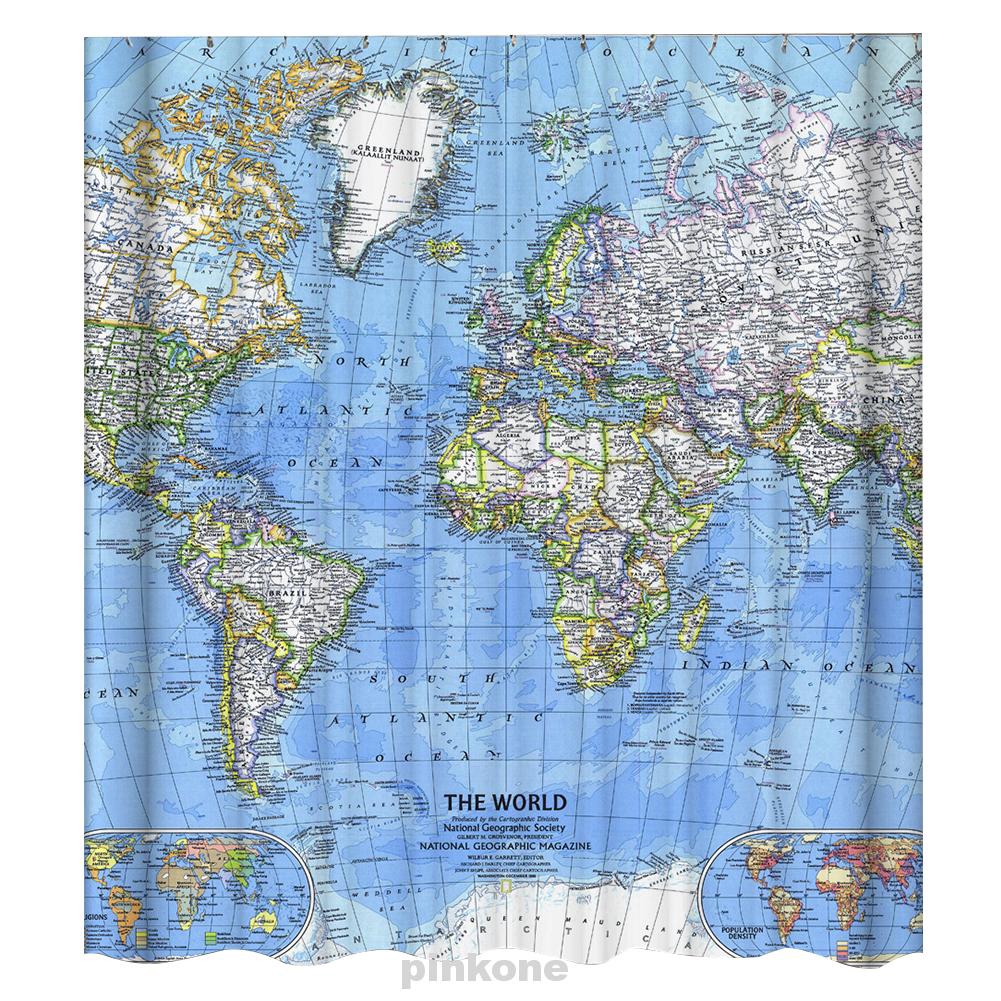 Digital Printing Shower Curtain World Map 180x180cm Bathroom Decor Shopee Indonesia