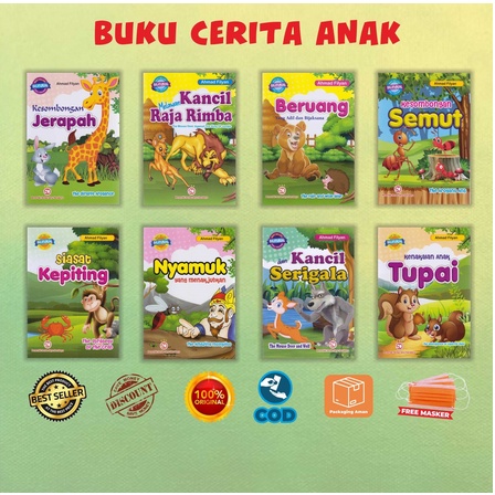 Buku Cerita Anak Dongeng Binatang Lengkap Bilingual Full Colour Kancil Dan Serigala