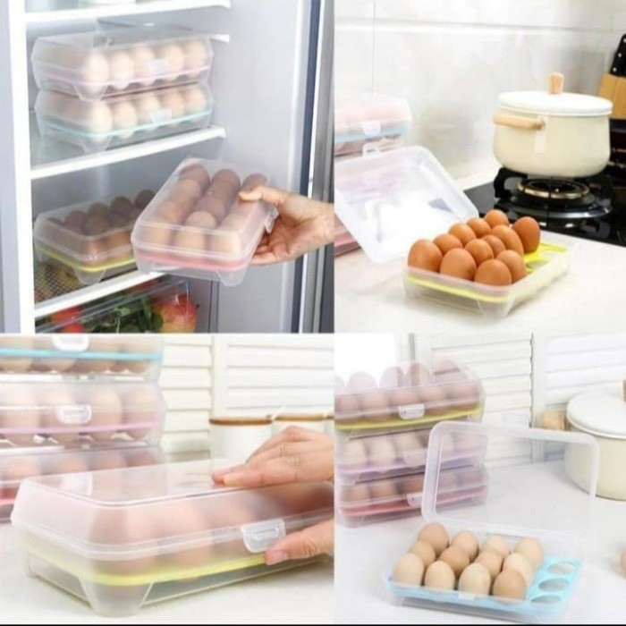 VOM Egg Box Kotak Penyimpanan Telur 15 Pcs – Tempat Telur 15 Lubang 0680