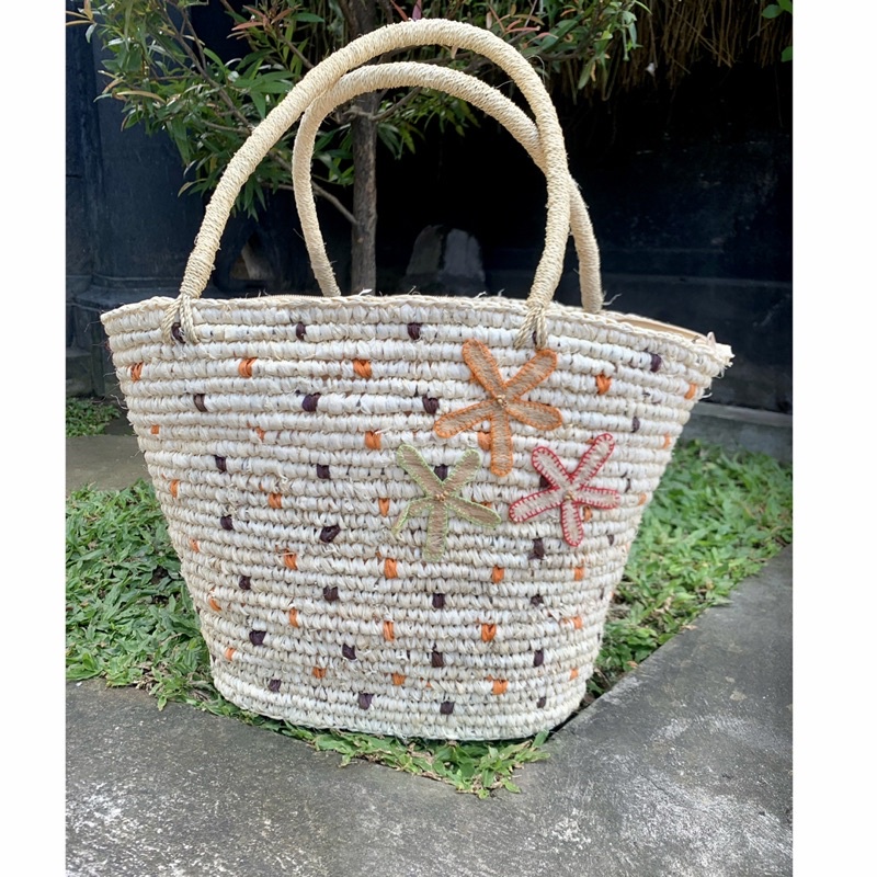 Tas Anyaman Jerami Bunga Bali / Tas Bali / Tas Anyaman