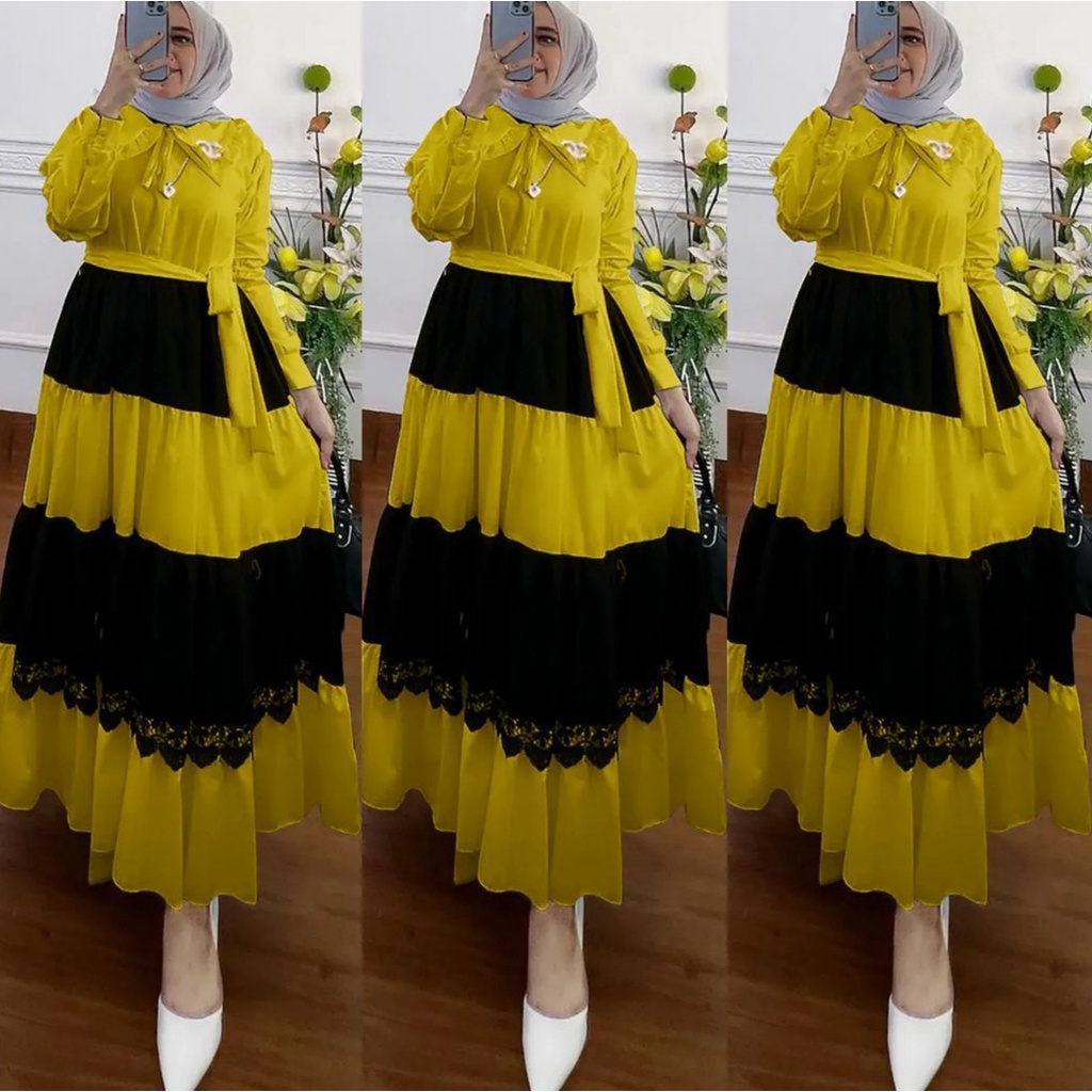 Gamis Shakila Terbaru Jumbo Ld 120 130 140 ASMIRANDA MAXI Gamis Kondangan Hitam Putih Remaja Wanita