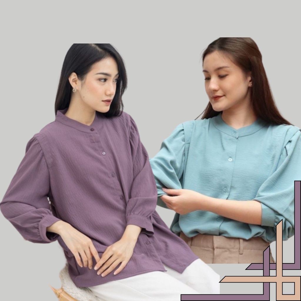 Blouse crinkle Premium termurah / Kemeja wanita Formal /blouse wanita kerah sanghai / Kemeja polos / Atasan wanita