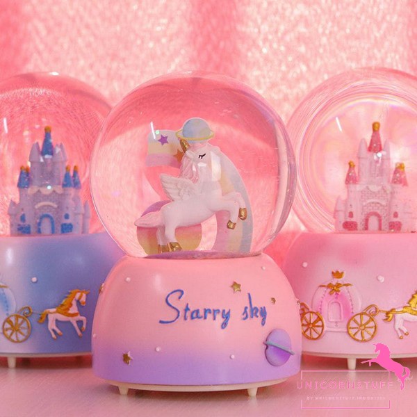 Snowball Unicorn Kotak Musik Lampu Kamar Anak Warm White Kado Anak Musik Kotak Tidur