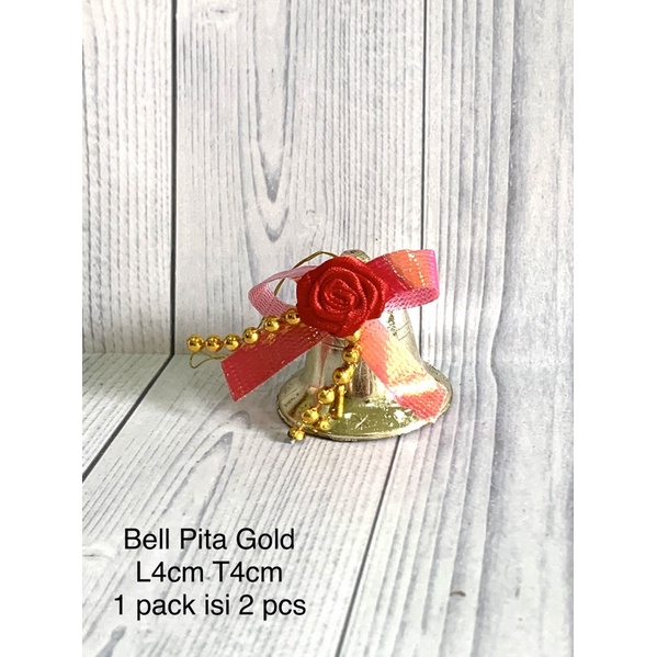 Hiasan Natal Bell Pita Gold