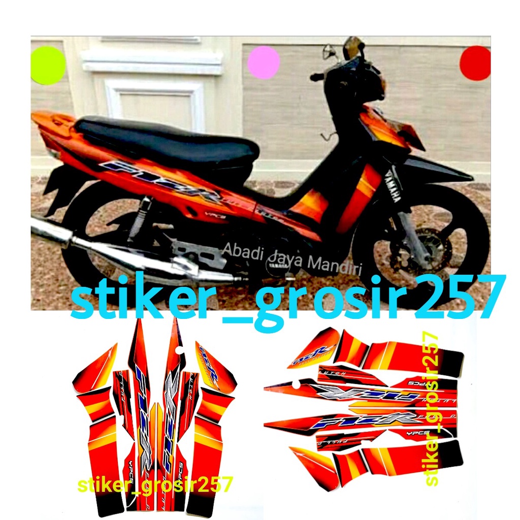 STIKER STRIPING & LES LIS BODY YAMAHA FIZR FIZ R 2003 ORANGE OREN HITAM