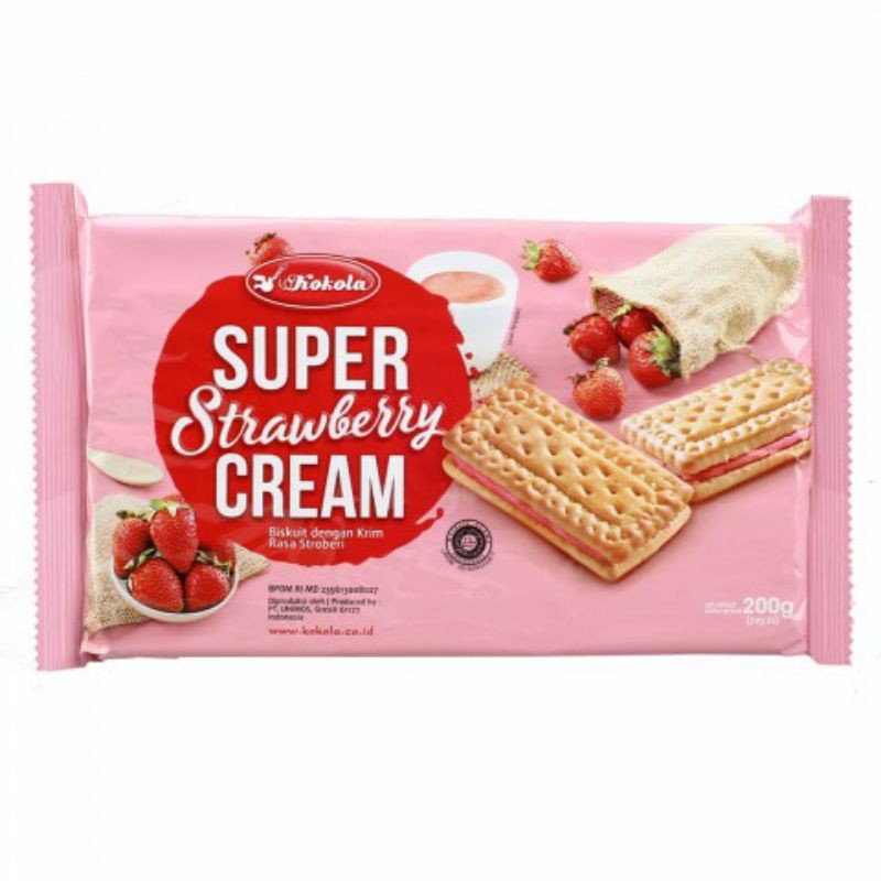 

Kokola Super Cream Sandwich Biskuit Strawberry 180gr. cocok u/ bingkisan, hajatan, acara, nikahan, hampers, parcel lebaran / idul Fitri