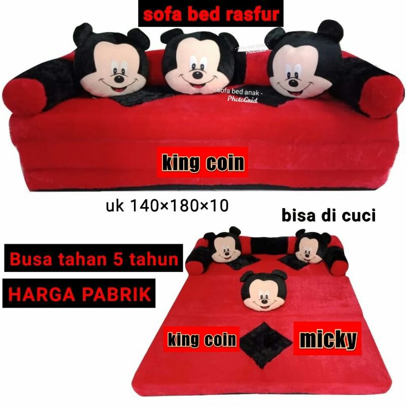 Kasur Lipat Sofa Bed Anak Bulu Rasfur Karakter Rilakuma Doraemon Hello Kitty Mickey Mouse Keropi