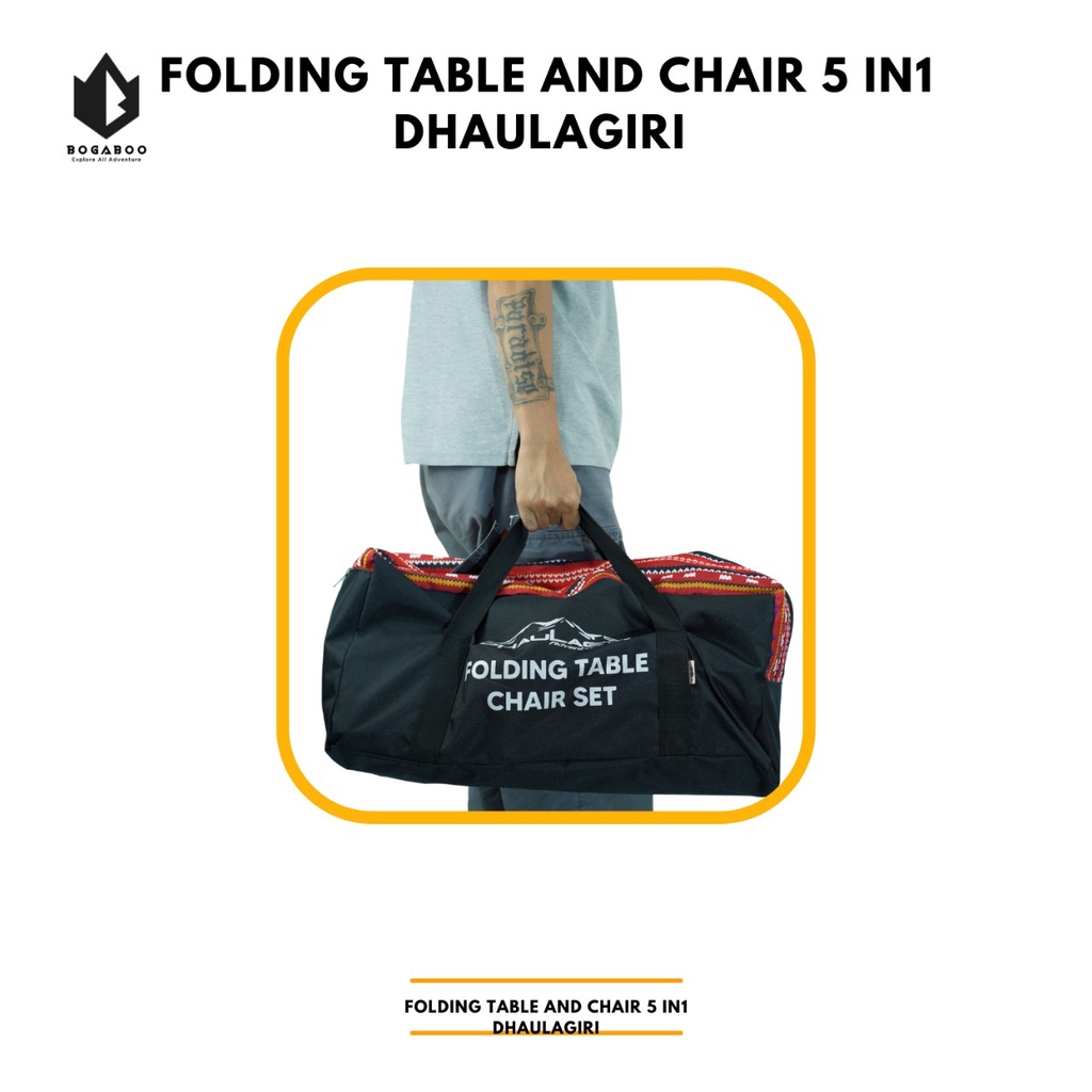 Meja Set Dhaulagiri - Etnik Merah - Folding Chair &amp; Table