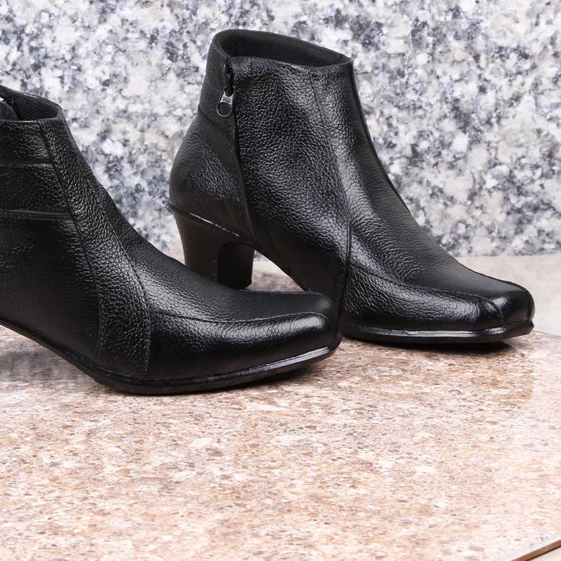 ☉ Sepatu Boots Wanita Kulit Zeintin ZA 9802 Hitam ➶