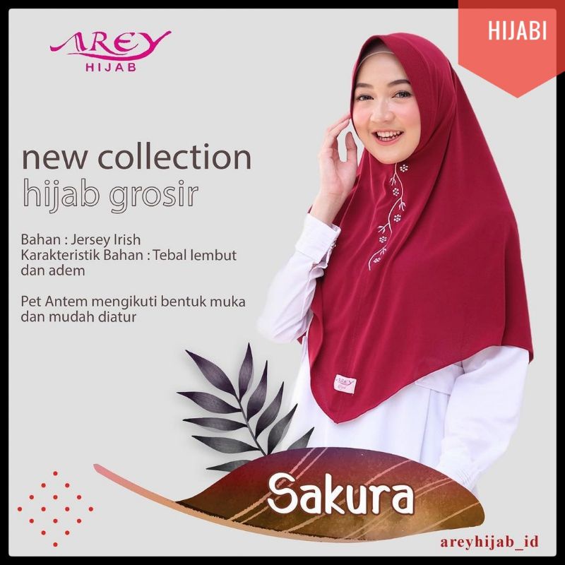 Arey - Hijab Instan Bordir Bunga SAKURA Ori Arey
