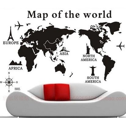 Wall Sticker Map - Sticker Dinding - Sticker Rumah - Dekorasi Dinding - Dekorasi Kamar - Sticker Rua