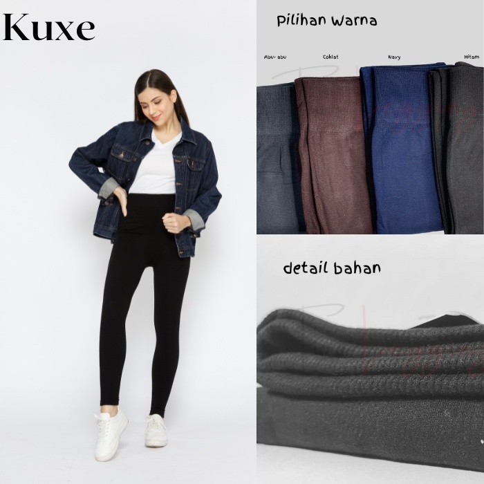 KUXE - Celana Legging polos panjang Wanita Tebal / Premium Leging / Leging Hitam Polos / Legging Wan
