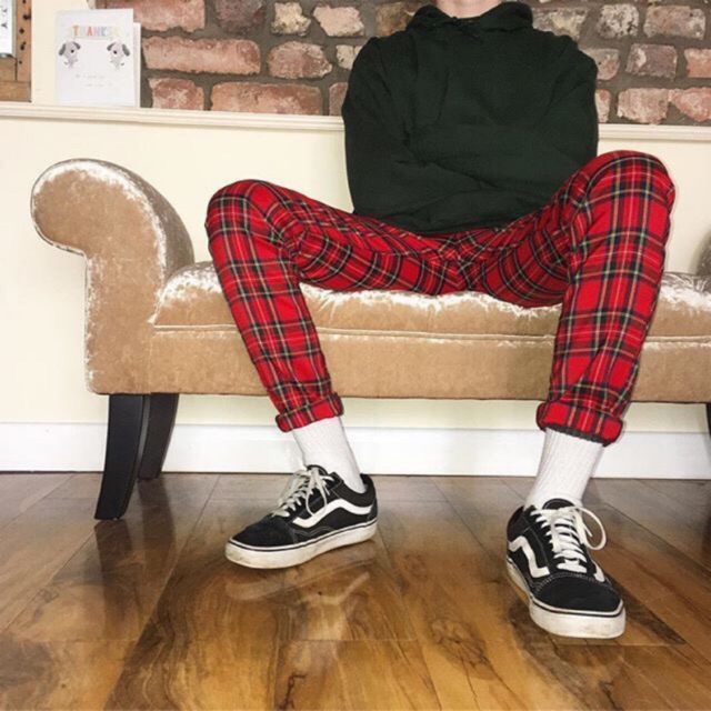  Plaid  Men Pants celana  plaid  cowok celana  tartan  pria 