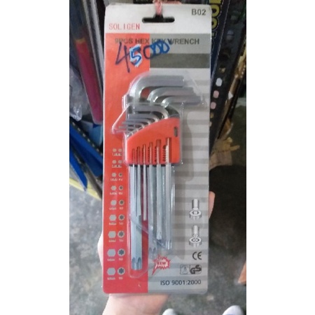 soligen hex key wrench 9 pc/kunci L soligen