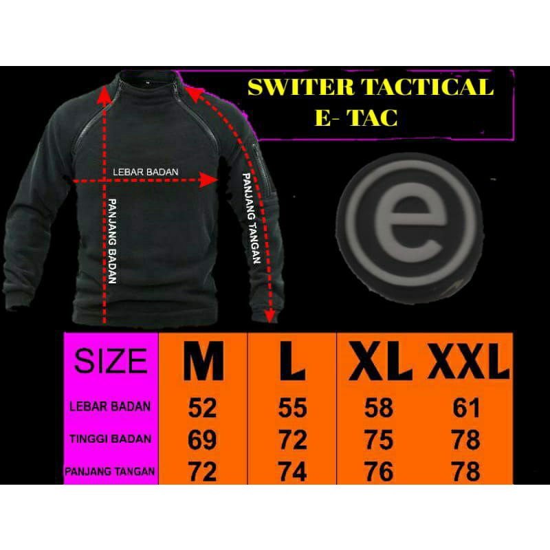 sweater tactical/sweater army plus emblem patch rubber