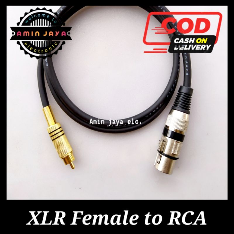 Kabel jack rca male to xlr female panjang 3 meter