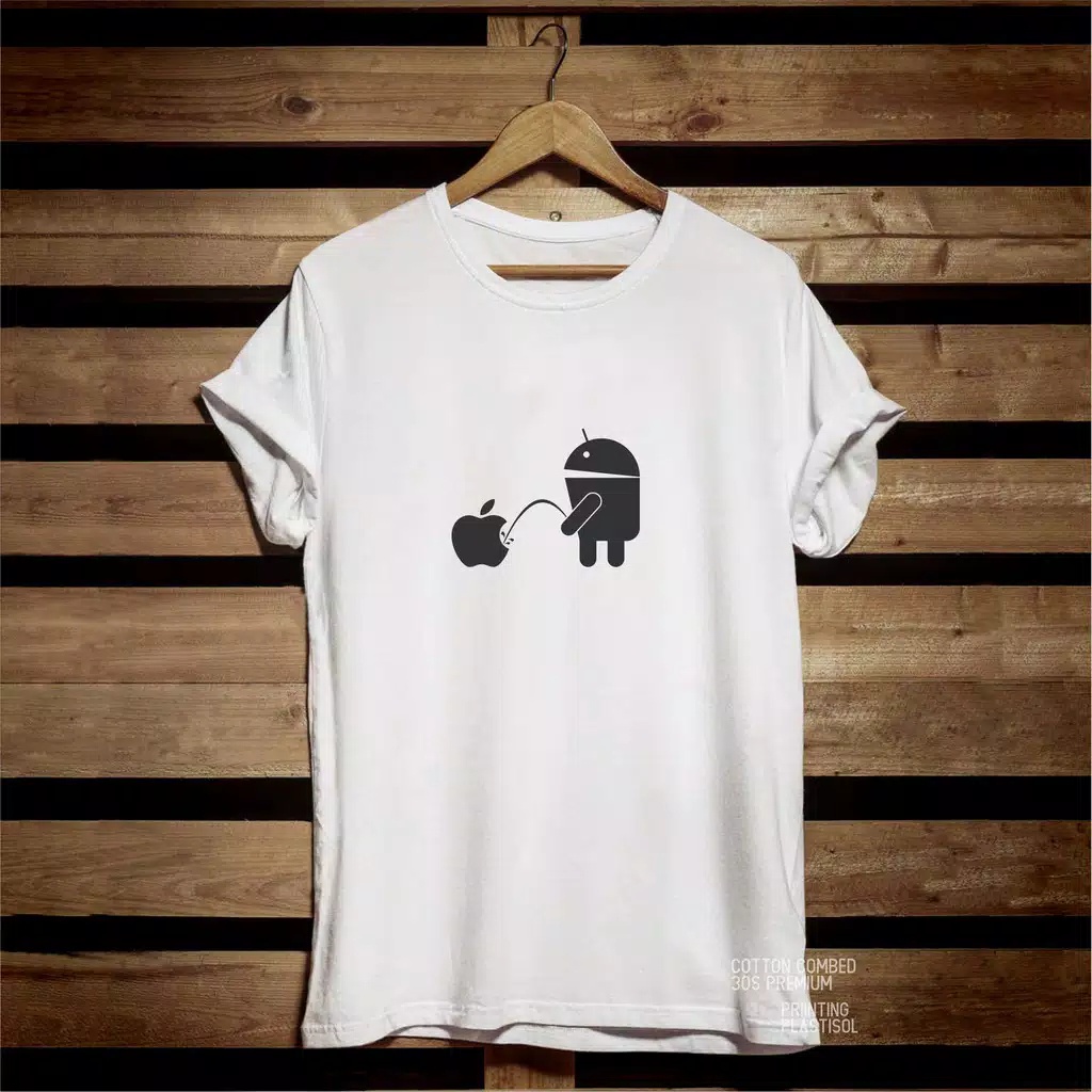 KAOS DISTRO PRIA&quot;ADROID VS IPHONE&quot;cotton combed 30s