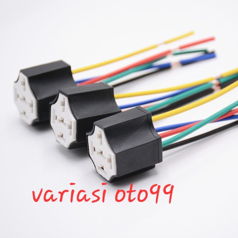 SOCKET CABLE RELAY CERAMIC / SOKET RELAY KLAKSON KAKI 5 DAN KAKI 4 / SOKET LAMPU H4 KERAMIK