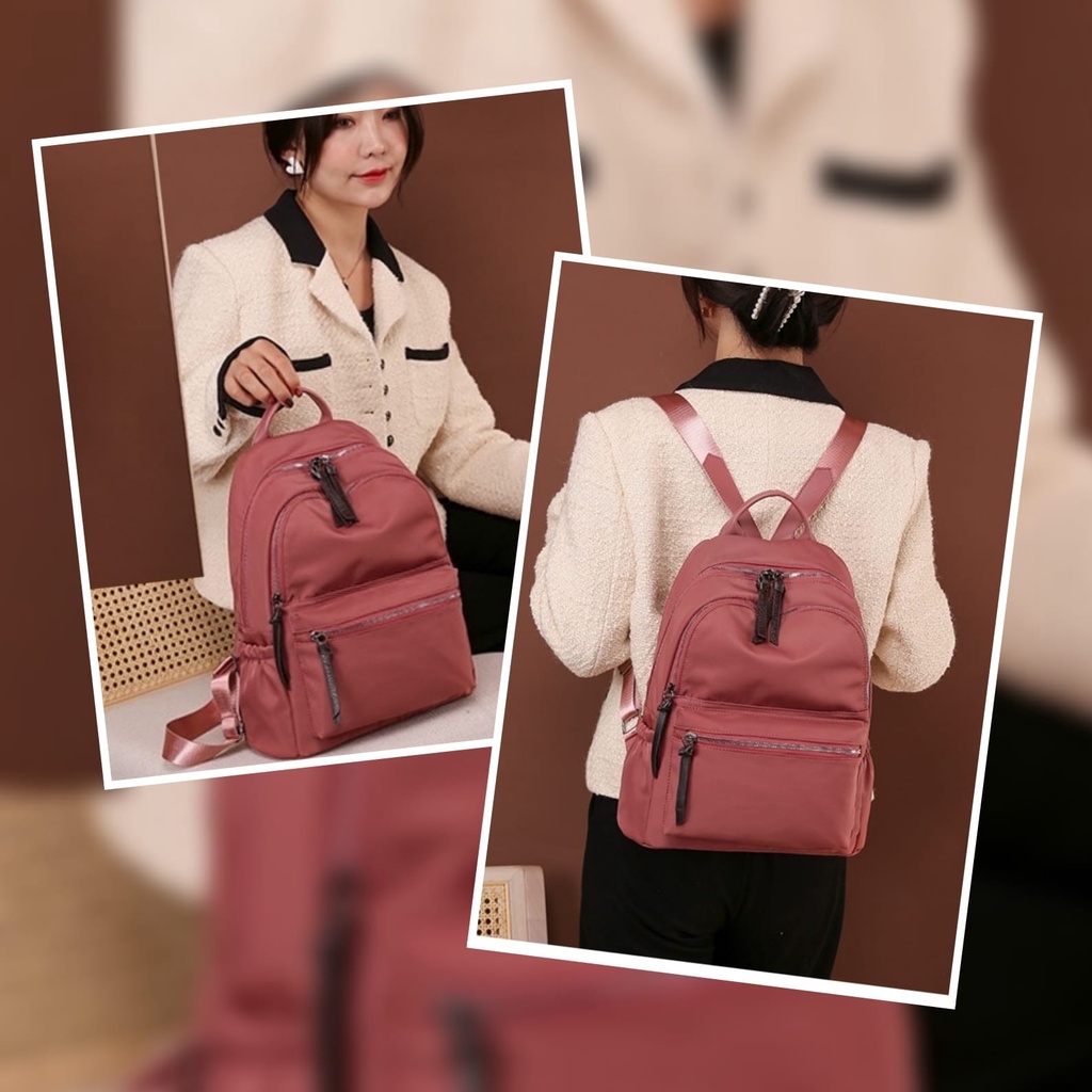 TAS RANSEL WANITA KOREA ANTI AIR MERAH KASIMA TA491M2 BACKPACK CEWEK GENDONG PUNGGUNG SEKOLAH KULIAH KERJA BESAR SIMPLE REMAJA KEKINIAN BATAM