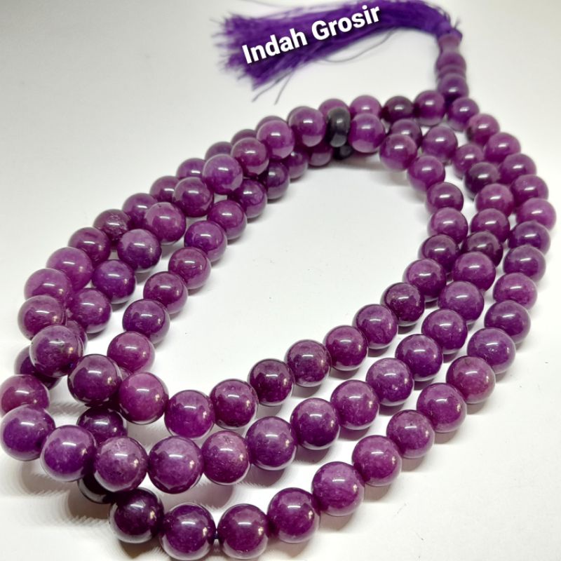 TASBIH BATU NATURAL KECUBUNG AMATYST 10MM 99BUTIR ORIGINAL STONE