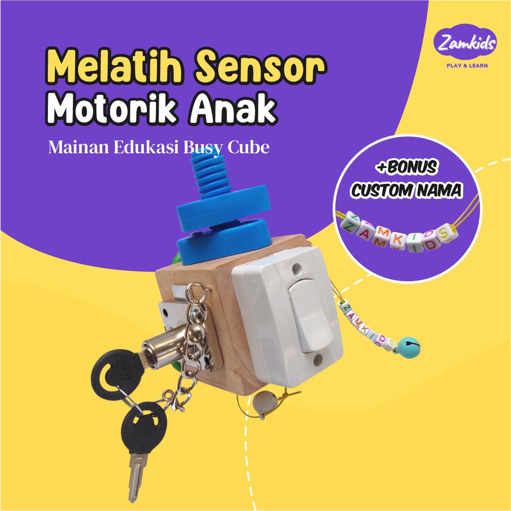 MAINAN EDUKASI MONTESSORI MONTESORI ANAK BAYI BALITA BUSY CUBE BALOK KAYU ASAH MOTORIK SENSORY SENSORI