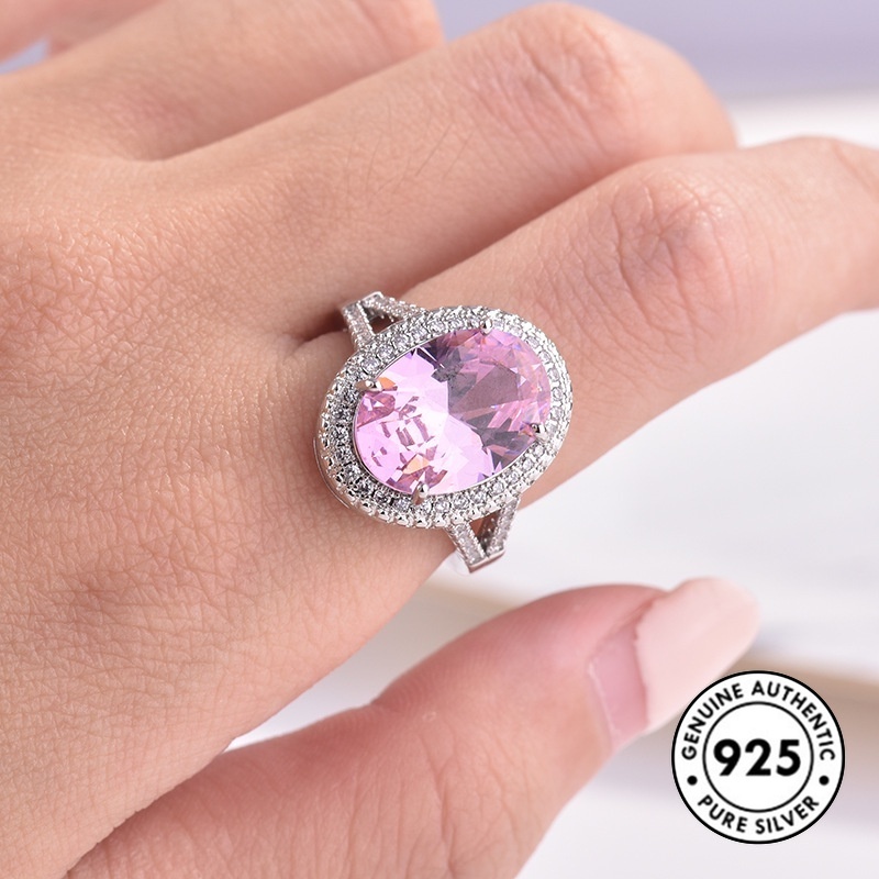 Cincin Berlian Pink Bahan S925 Silver