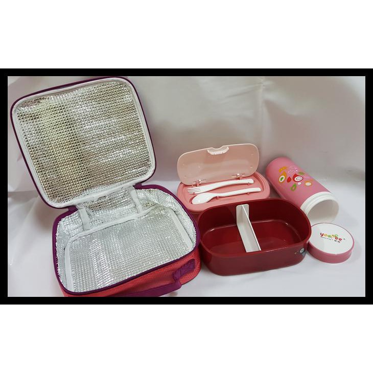 KOTAK TEMPAT MAKAN LUNCH BOX TERMOS DAN TAS YOOYEE #592
