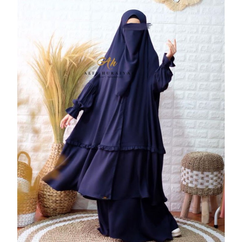 Set gamis tangkuban perahu brand AH