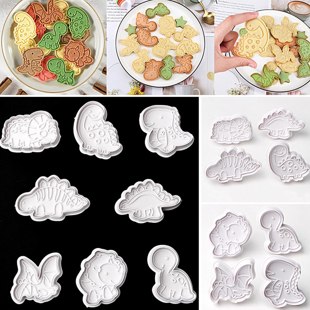 Top 4Pcs/Set Cetakan Biskuit Plastik DIY Craft Biscuit Stamp Alat Dekorasi Kue Baking Animal Series