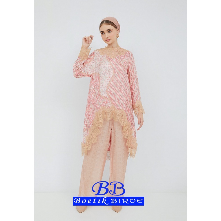 Setelan Atasan Tunik Batik Wanita Set Celana Kulot Pastel Viscose Vintage Modern Baju Pesta Mewah Kondangan Lamaran Jumbo Premium